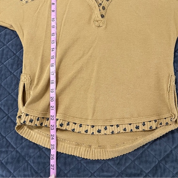 Free People Heart To Heart Henley Top Womens XS Thermal Waffle Floral Shirt J - Picture 6 of 11